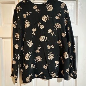 Floral Black and Cream Women's Top